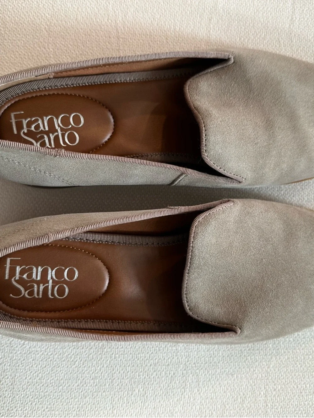 Franco Sarto Women's Jeena Beige Suede Slip-On Loafers Size 8